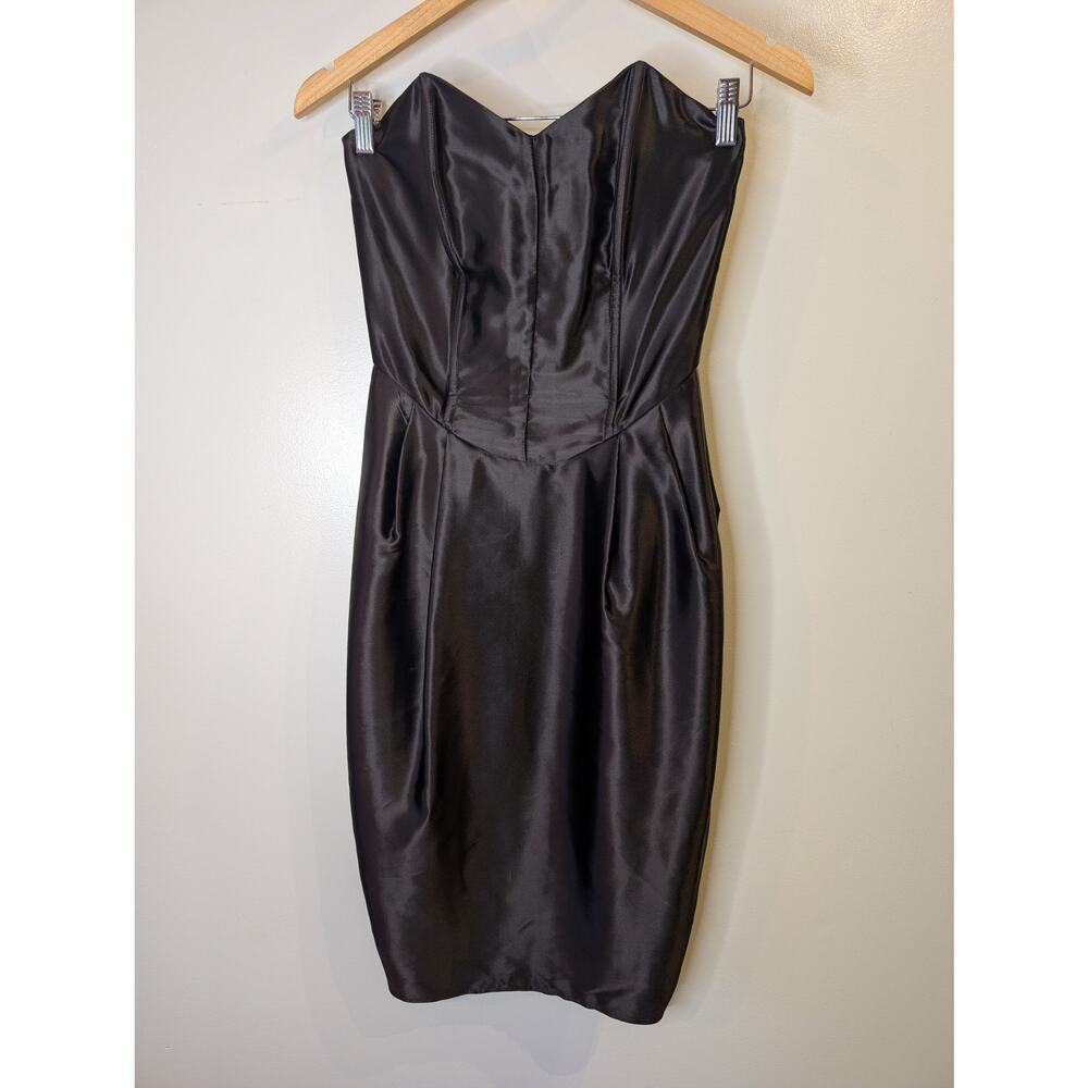 Vintage 1979 Zoo Clothing Black Satin Corset Bodice Tulip Dress Size 10